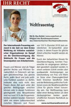 Weltfrauentag - Kurier 10. März 2022